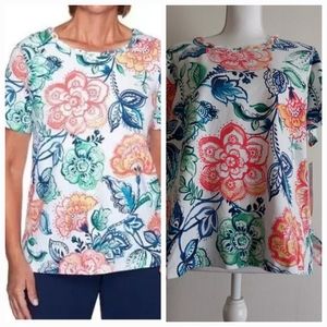Alfred Dunner Size PM Women's Island Hopping Floral Short Sleeve New
